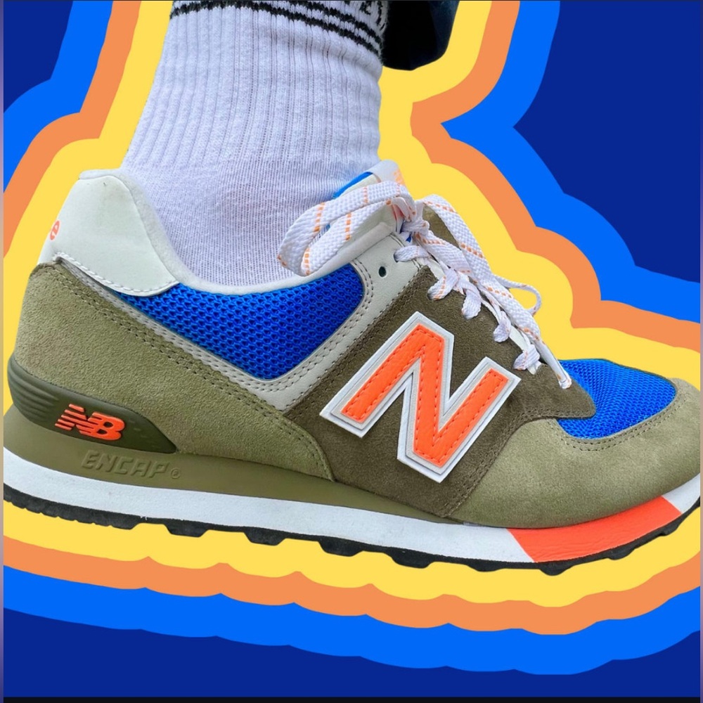 New Balance Blue and Olive Sneakers